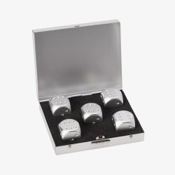 Mad Man Silver Brushed Stainless Steel Dice Set Gift HM2190