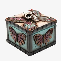 Mystic Legends Gothic Moth And Skull Trinket Box 69721