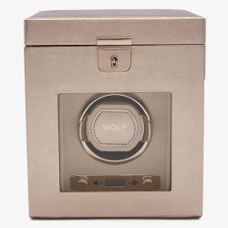 WOLF Palermo Rose Gold Single Winder With Jewellery Storage 213716