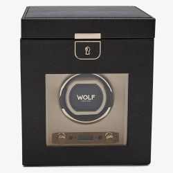 WOLF Palermo Black Anthracite Single Winder with Jewellery Storage 213702