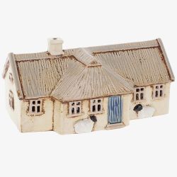 Village Pottery Thatched Roof Croft House Tealight Candle Holder 342592