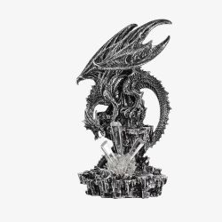 Mystic Legends Silver Dragon With Light Large Figurine 69537