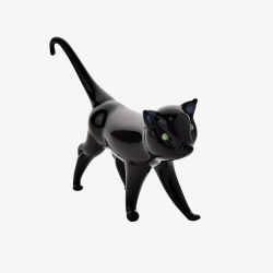 Glass Black Cat Figurine 63209