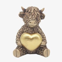 Hughie Highland Cow Gold Heart Ornament LP75339A