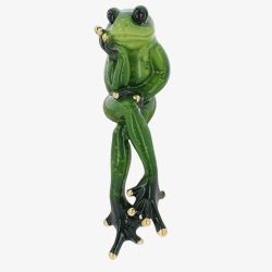 Tropical Sitting Frog Shelf Sitter Figurine - Hand On Chin 355305B