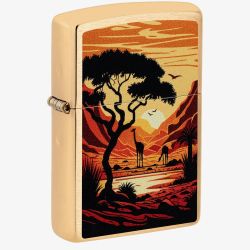 Zippo Brushed Brass Giraffe Design Lighter 46658