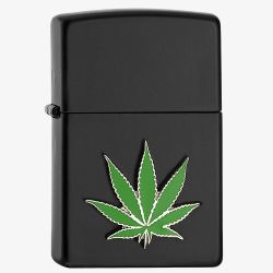 Zippo Matte Black Green Leaf Design Lighter 2008025