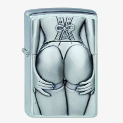 Zippo Brushed Chrome Stocking Girl Design Lighter 1300116