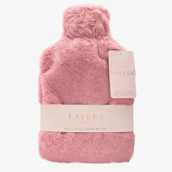Sophia Faux Fur Pink 1.7L Muff Hot Water Bottle SP3659