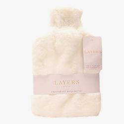 Sophia Faux Fur White 1.7L Muff Hot Water Bottle SP3661