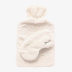 Sophia Faux Fur White 1.7L Hot Water Bottle & Eye Mask SP3667