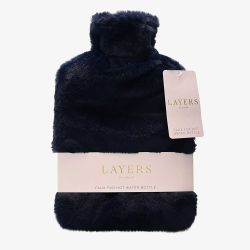 Sophia Faux Fur Navy 1.7L Muff Hot Water Bottle SP3662