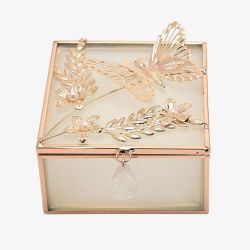 Classic Gold Butterfly Square Trinket Box SP3506STB