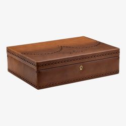WOLF Brogue 10 Piece Burnished Brown Watch Box 441006