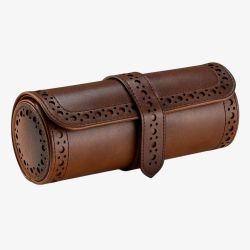 WOLF Brogue Triple Burnished Brown Watch Roll 443306