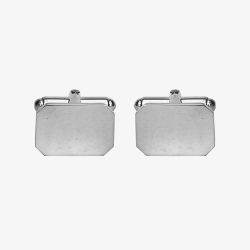 Sterling Silver Cut Corner Rectangular Engravable Cufflinks 70-7018