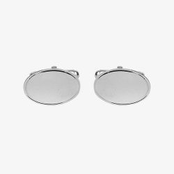 Sterling Silver Lined Edge Oval Engravable Cufflinks 70-7016
