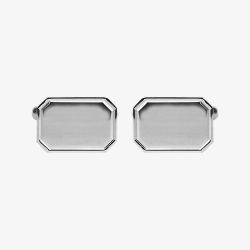 Sterling Silver Cut Corner & Lined Edge Rectangular Engravable Cufflinks 70-7019