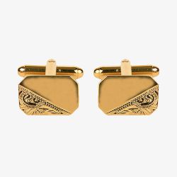Gold Plated Engraved Cut Corner Rectangular Engravable Cufflinks 90-3000