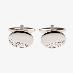 Oval Engraved Leaf Design Engravable Cufflinks 90-9009