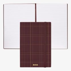 BOSS Checkered Burgundy Lined A5 Notebook HNH624RL