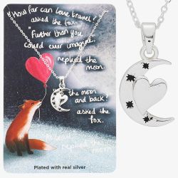 Silver Plated 'Moon & Back' Moon & Heart Pendant Necklace 364325