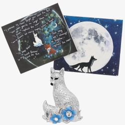 Silver Plated Fox & Blue Forget-Me-Not Brooch 364360