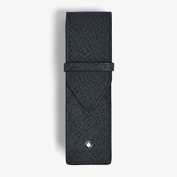 Montblanc Sartorial Tweed Blue Leather Double Pen Pouch 220354