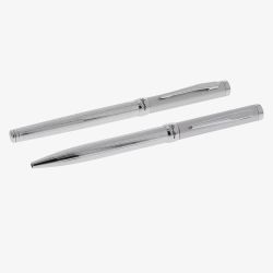Stratton Two-Tone Silver Rollerball & Fountain Pen Set ST1006