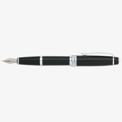 Cross Bailey Black Lacquer Stainless Steel Medium Nib Fountain Pen AT0456-7MS