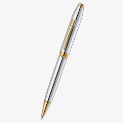 Cross Foundry Polished Chrome & Gold Ballpoint Pen AT0812-3