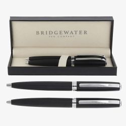Bridgewater Stirling Matte Black & Chrome Ballpoint Pen & Pencil Set 337452