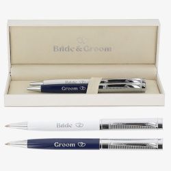 Bridgewater White & Blue Bride & Groom Boxed Occasion Pen 346600