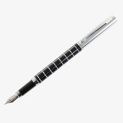 Black & Chrome Checkerboard Fountain Pen P-07