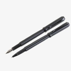 Black Ribbed Fountain & Rollerball Pen Set PS-04