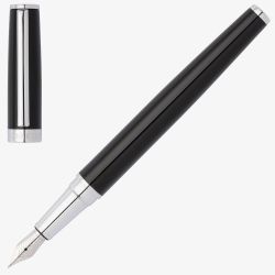 BOSS Gear Icon Black & Chrome Plated Fountain Pen HSN2542A