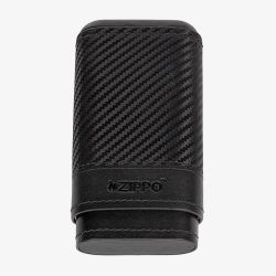 Zippo Black Leather Carbon Fibre Pattern Cigar Case 2007999