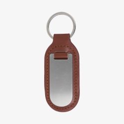 Brown Leather and Stainless Steel Engravable Keyring K-23