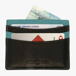 Black & Blue Leather Credit Card RFID Wallet LX-05
