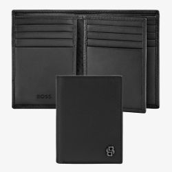 BOSS Double B Saffiano Black Card Holder With Flap HLF526A