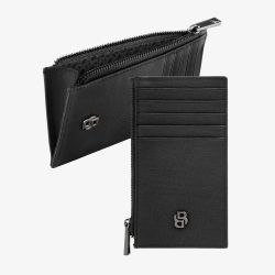 BOSS Double B Saffiano Black Zip Card Holder Wallet HLK526A