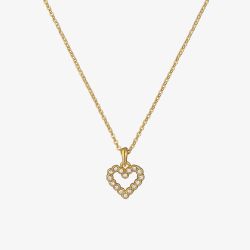 Ted Baker Amore Gold Tone Cubic Zirconia Halo Heart Necklace TBJ3832-02-02