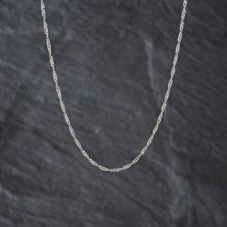 Second Hand 9ct White Gold Twisted 16 Inch Curb Chain 41021701