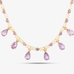 Second Hand 14ct Yellow Gold Amethyst 18 Inch Collarette Necklace 41041012