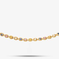 Second Hand 18ct Yellow Gold Multi-Coloured Sapphire & Brilliant Cut Diamond 16 Inch Collarette 41041153