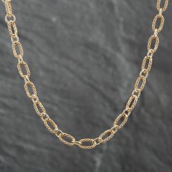 Second Hand 9ct Yellow Gold Loop & Oval 28 Inch Rope Chain 41041171