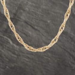 Second Hand 9ct Yellow Gold Rope & Plain Link 22 Inch Prince Of Wales Chain 41041442