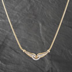 Second Hand 18ct Two Colour Gold 0.15ct Brilliant Cut Diamond Set 16 Inch Necklace 41041465
