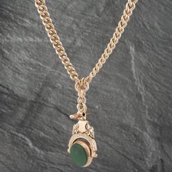 Second Hand Vintage 9ct Rose Gold Graduated Double Albert With T Bar & Swivel 16 Inch Curb Chain 41041479