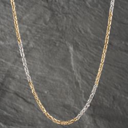 Second Hand 14ct Two Colour Gold 22 Inch Byzantine Chain 41041513